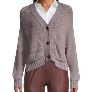 Brochu Walker Asher Multi Cropped Cardigan Gray Chunky Sweater